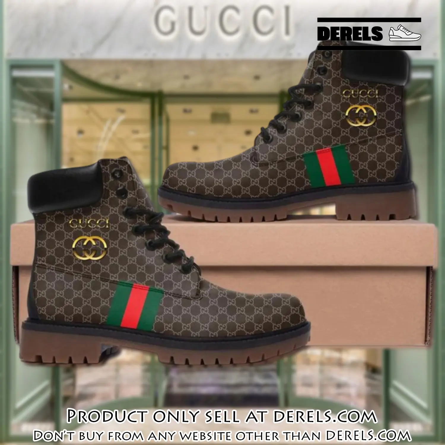 Gucci golden logo brown luxury brand boots premium gifts for men women dr1409206